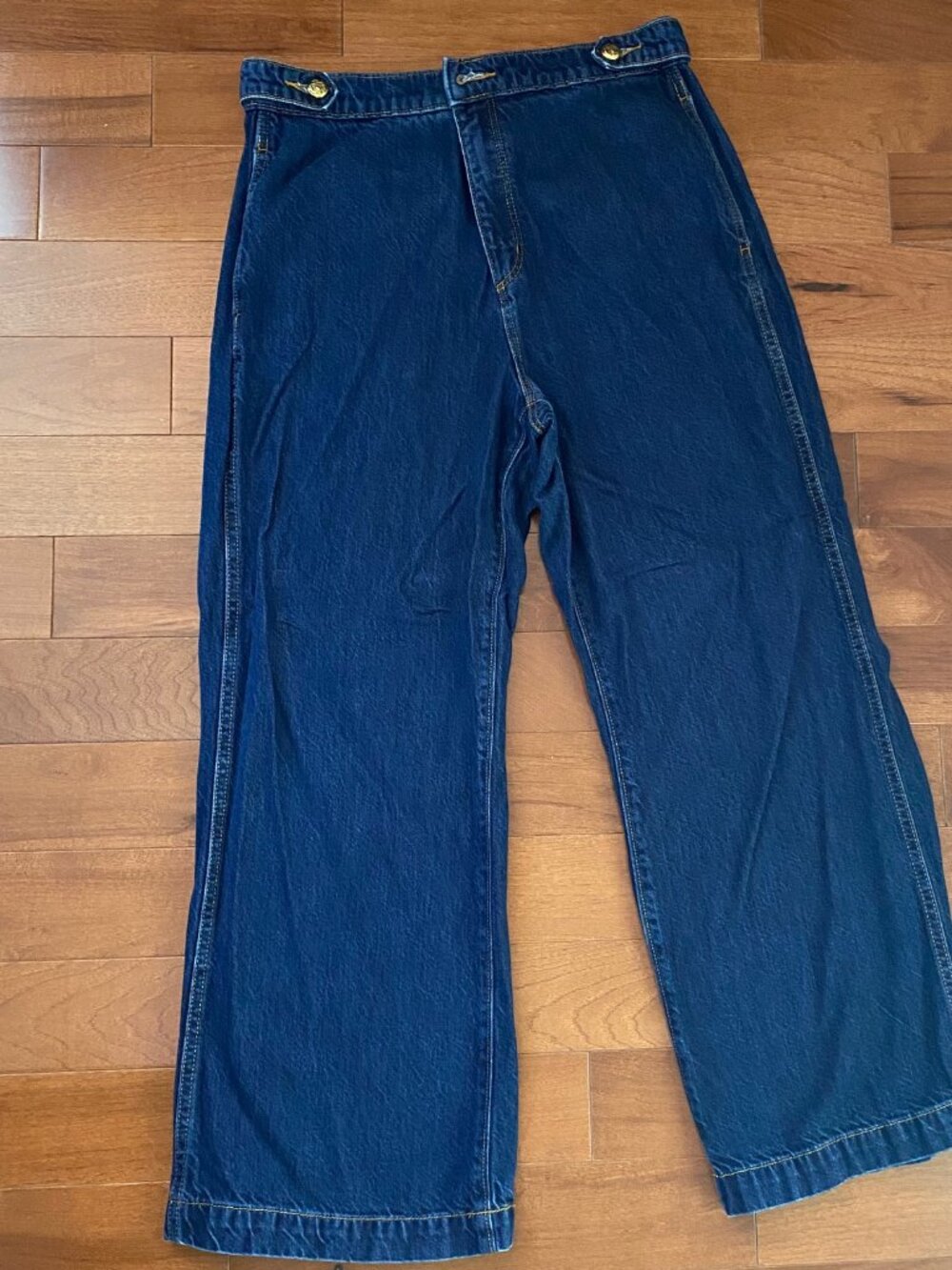 Loft dark denim wide leg trouser